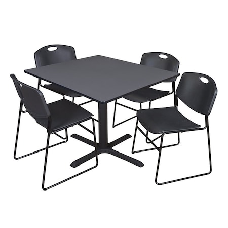 Cain Cain Square Table & Chair Set, Wood, Metal, Polypropylene Top TB4848GY44BK